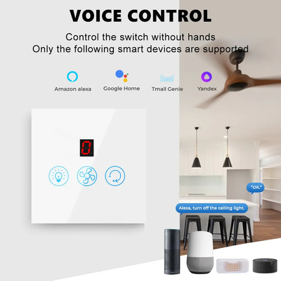Glomarket Tuya Wifi Fan Light Switch Touch 3 In 1 Switch 5 Speed Adjustment Ceiling Fan Switch For Alexa Google Home