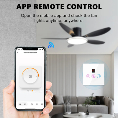 Glomarket Tuya Wifi Fan Light Switch Touch 3 In 1 Switch 5 Speed Adjustment Ceiling Fan Switch For Alexa Google Home