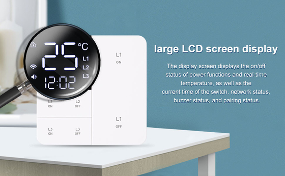 Glomarket Tuya Wifi Smart Wall Light Switch 1/2/3 Gang Support Voice/app/touch Control With Temperature Display Screen