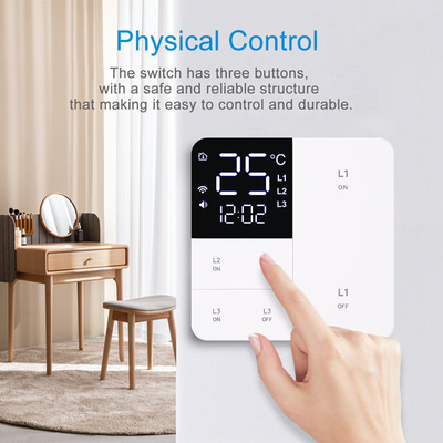 Glomarket Tuya Wifi Smart Wall Light Switch 1/2/3 Gang Support Voice/app/touch Control With Temperature Display Screen