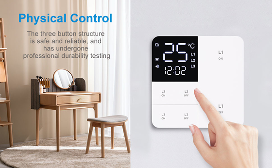 Glomarket Tuya Wifi Smart Wall Light Switch 1/2/3 Gang Support Voice/app/touch Control With Temperature Display Screen