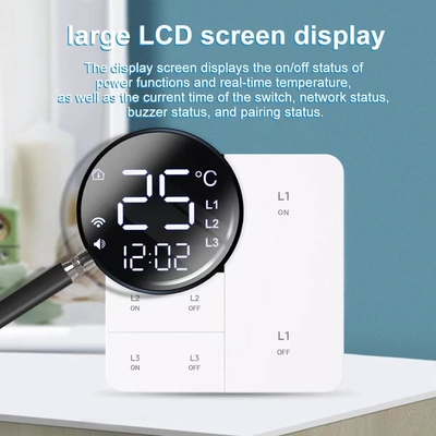 Glomarket Tuya Wifi Smart Wall Light Switch 1/2/3 Gang Support Voice/app/touch Control With Temperature Display Screen