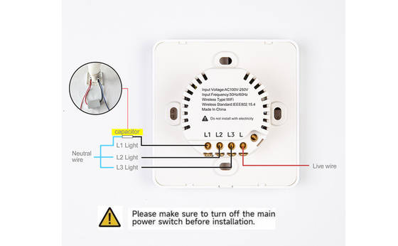 Glomarket Tuya Wifi Smart Wall Light Switch 1/2/3 Gang Support Voice/app/touch Control With Temperature Display Screen