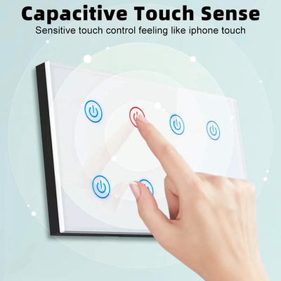 Glomarket Smart Home 8 Gang Wall Switch US Standard Tuya Voice APP Remote Control Wireless Wall Touch Light Switch