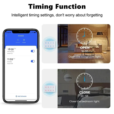 Glomarket Smart Home 8 Gang Wall Switch US Standard Tuya Voice APP Remote Control Wireless Wall Touch Light Switch