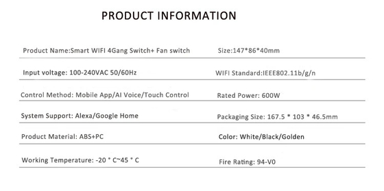Glomarket Tuya Smart Wall Touch Switch Glass Panel Electrical Light And Fan Switch Smart Life Alexa Voice Control