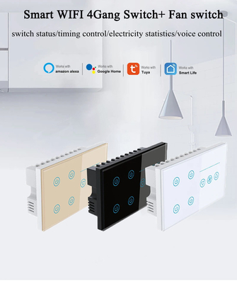 Glomarket Tuya Smart Wall Touch Switch Glass Panel Electrical Light And Fan Switch Smart Life Alexa Voice Control