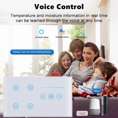 Glomarket Tuya Smart Wall Touch Switch Glass Panel Electrical Light And Fan Switch Smart Life Alexa Voice Control