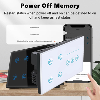 Glomarket Tuya Smart Wall Touch Switch Glass Panel Electrical Light And Fan Switch Smart Life Alexa Voice Control