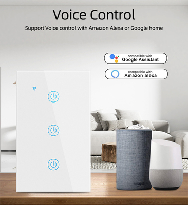 Glomarket New Design Products Tuya Smart Wifi Wall Switch Us Standard Glass Touch Panel Light Switch Support App Remote Control