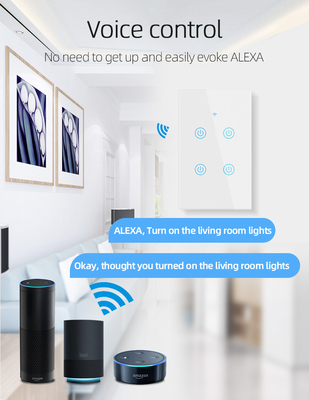 Glomarket New Design Products Tuya Smart Wifi Wall Switch Us Standard Glass Touch Panel Light Switch Support App Remote Control