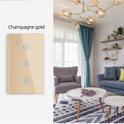 Glomarket New Design Products Tuya Smart Wifi Wall Switch Us Standard Glass Touch Panel Light Switch Support App Remote Control