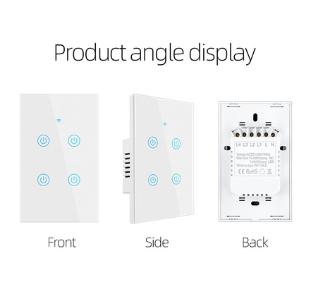 Glomarket New Design Products Tuya Smart Wifi Wall Switch Us Standard Glass Touch Panel Light Switch Support App Remote Control