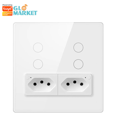 Glomarket Smart Wifi Brazil Standard Smart Home Tuya Smart 4 Gang Switch And Socket Wifi Smart Wall Socket Work With Alexa