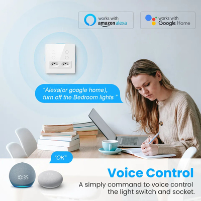 Glomarket Smart Wifi Brazil Standard Smart Home Tuya Smart 4 Gang Switch And Socket Wifi Smart Wall Socket Work With Alexa