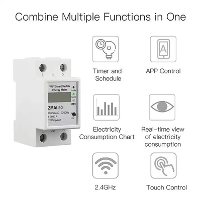 Glomarket Wifi Tuya/Smart Life App Remote Control Smart Circuit Protector Relay Device Switch Breaker Energy Meter