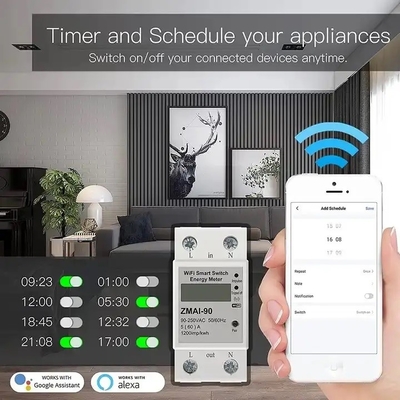 Glomarket Wifi Tuya/Smart Life App Remote Control Smart Circuit Protector Relay Device Switch Breaker Energy Meter