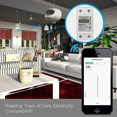 Glomarket Wifi Tuya/Smart Life App Remote Control Smart Circuit Protector Relay Device Switch Breaker Energy Meter