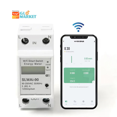 Glomarket Wifi Tuya/Smart Life App Remote Control Smart Circuit Protector Relay Device Switch Breaker Energy Meter