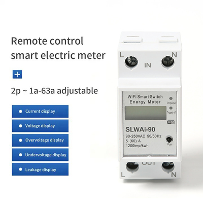 Glomarket Wifi Tuya/Smart Life App Remote Control Smart Circuit Protector Relay Device Switch Breaker Energy Meter