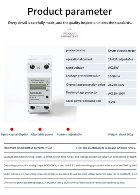 Glomarket Wifi Tuya/Smart Life App Remote Control Smart Circuit Protector Relay Device Switch Breaker Energy Meter