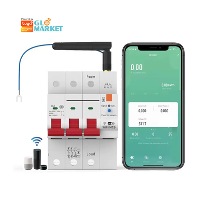 Glomarket Wifi Circuit Breaker Smart Switch Tuya Smart 1p 2p 3p 4p Smart Home System Electric Circuit 4P MCB Smart Breaker