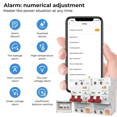 Glomarket Wifi Circuit Breaker Smart Switch Tuya Smart 1p 2p 3p 4p Smart Home System Electric Circuit 4P MCB Smart Breaker