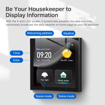 Glomarket Smart Home Control Panel Touch Screen 4 Inch Multi-functional WiFi Home Background Music System Tuya Zigbee Gateway
