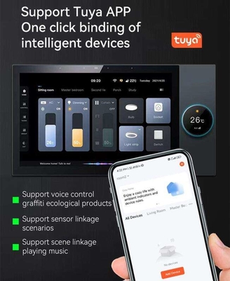 Glomarket Tuya 10 Inch Central Control Panel With Music Play 2 Gang Relays 2 Way Speakers Multi-functional Smart Home Products