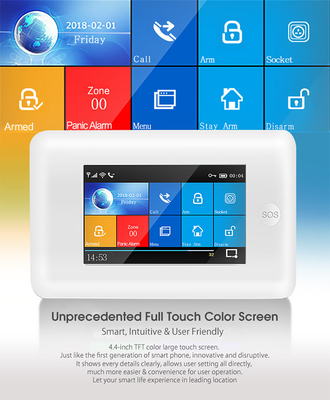 433Mhz WIFI GSM Alarm System 1900mHA Smart Alarm Sensor Touch Screen