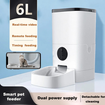 FCC ABS Smart Pet Feeder 6L Automatic Dog Feeder With Camera