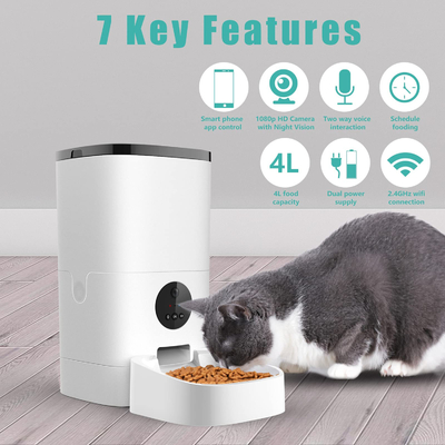 FCC ABS Smart Pet Feeder 6L Automatic Dog Feeder With Camera