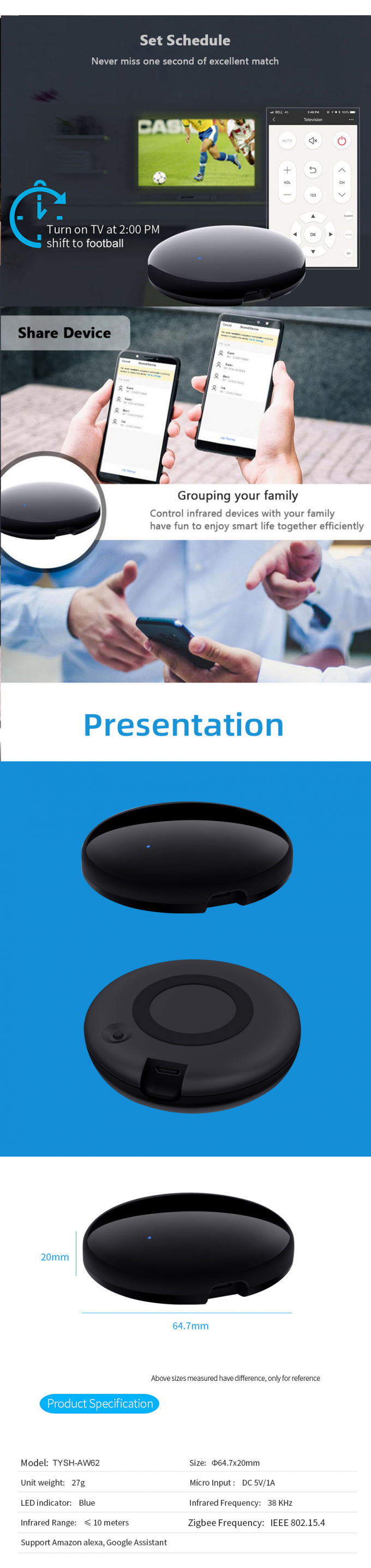 Universal Smart Zigbee IR Remote Controller Tuya APP For TV Air ...